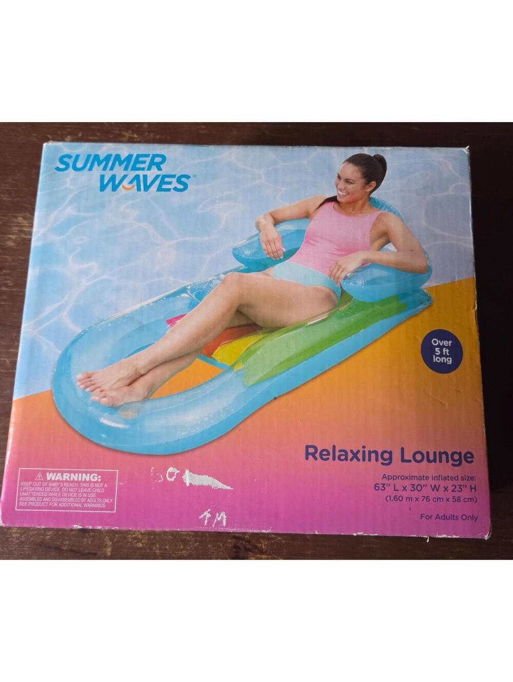Summer Waves Inflatable Relaxing Lounge Pool Float - 63 in Long x 30 in Wide NEW